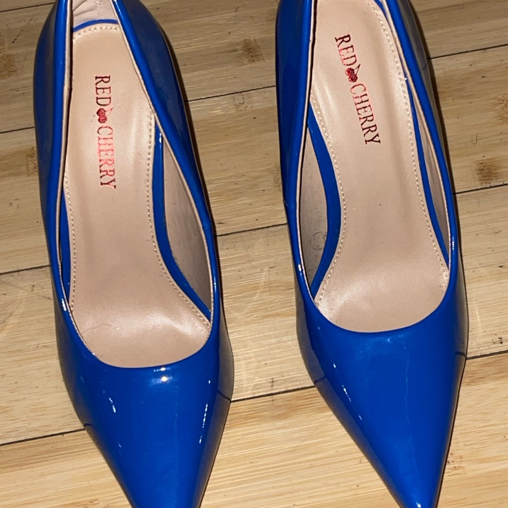 Red Cherry Blue Heels